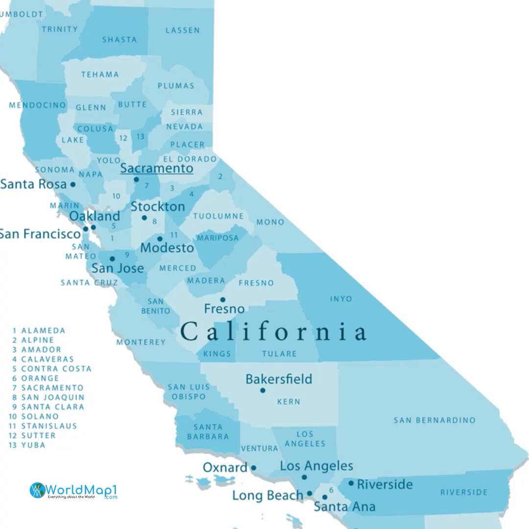 California Major Cities Map